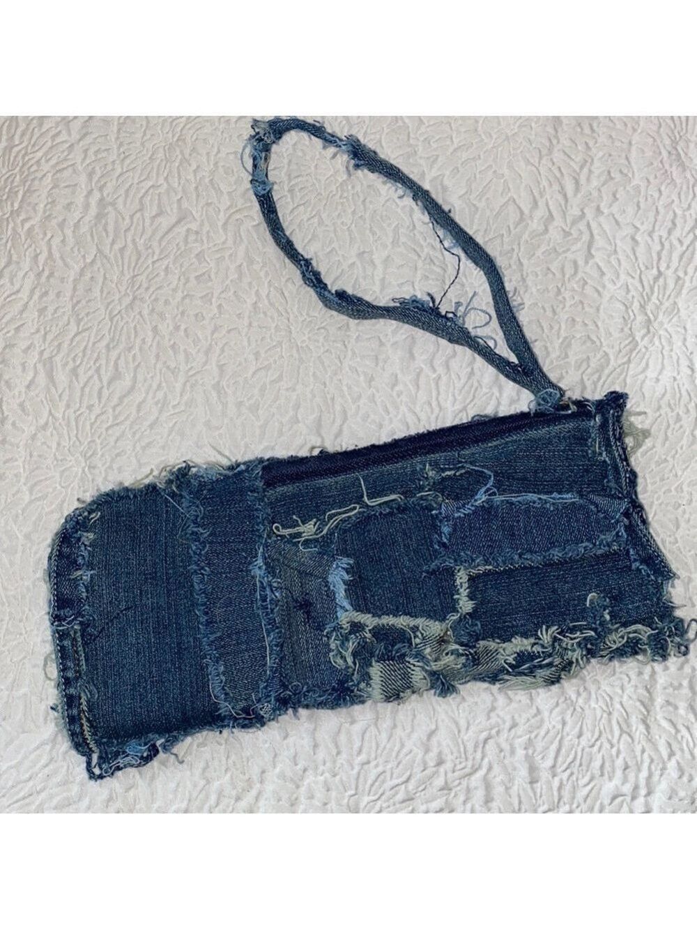 Aldo Distressed Denim Clutch Wristlet Handbag